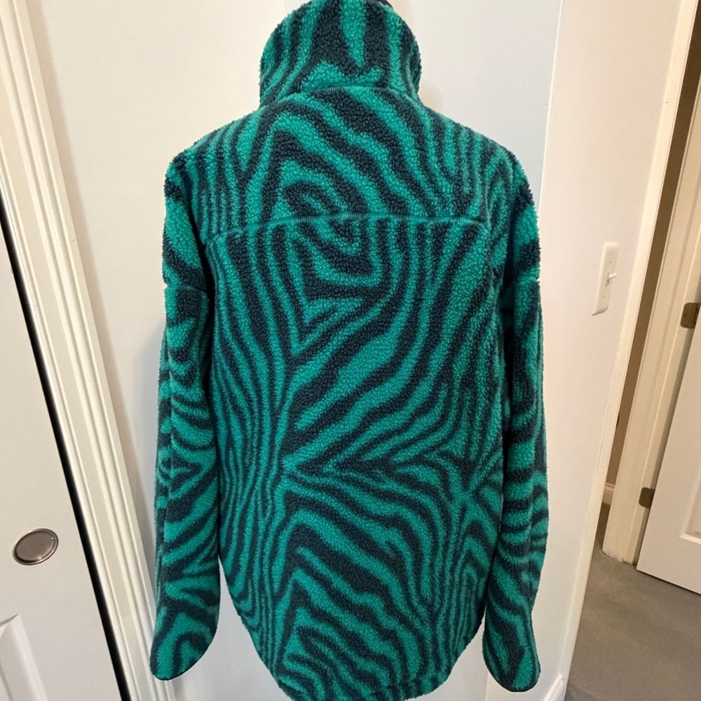 Sweaty Betty - Karma Zebra Print Quarter Zip Fleece Pullover Green Blue - Small - Picture 7 of 12
